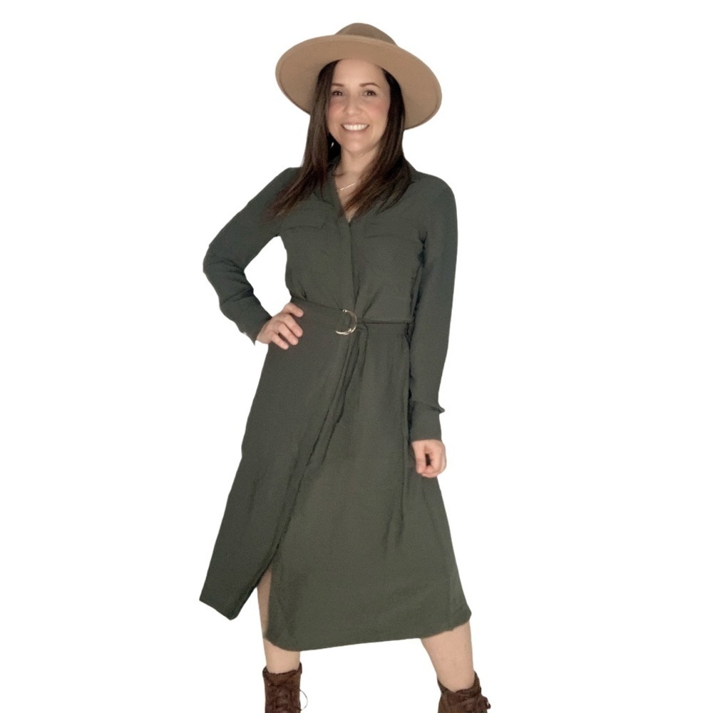 Long Sleeve Shirt Midi Dress